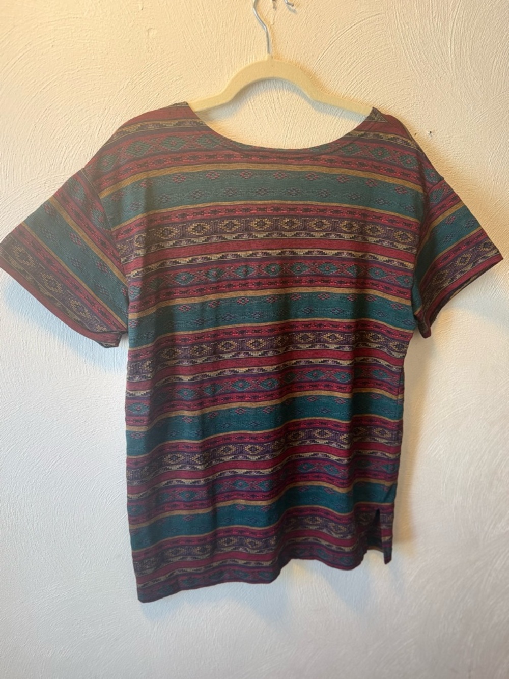 Vintage All That Jazz Southwestern Tribal Print Knit Top USA Made Boho Grunge L - Picture 4 of 5